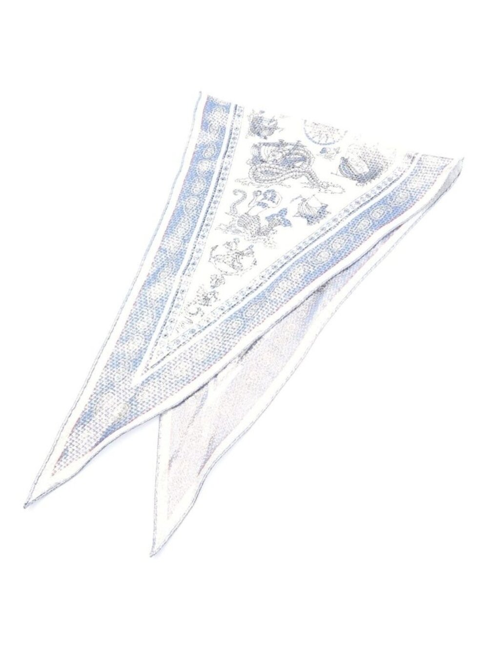 Hermes Carre Rosange Sailor Tattoo All Over Print Bandana Silk Scarf White